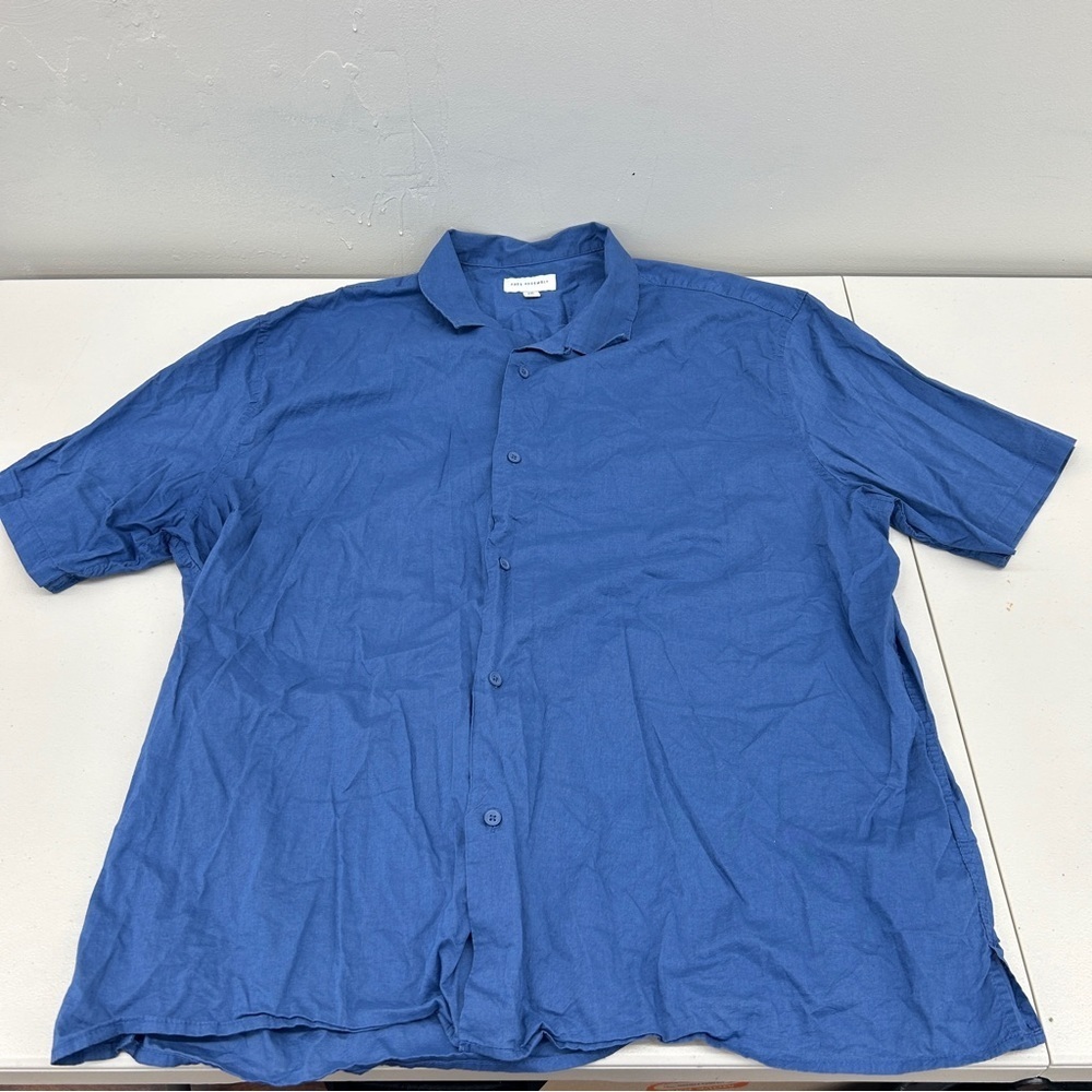 Free Assembly Casual Blue Button Down Shirt with Short Sleeves size XXL